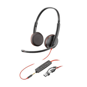 Diademas Hp Poly BlackWire 3225 Dual USB + 3.5